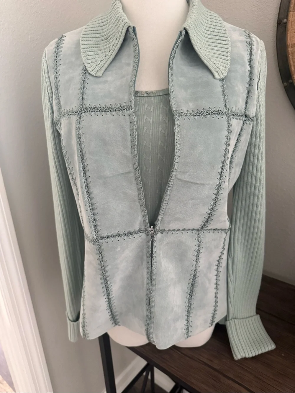 Sigrid Olsen Women’s Petite 2-Piece Set: Suede Knit Zip Jacket & Sequined top